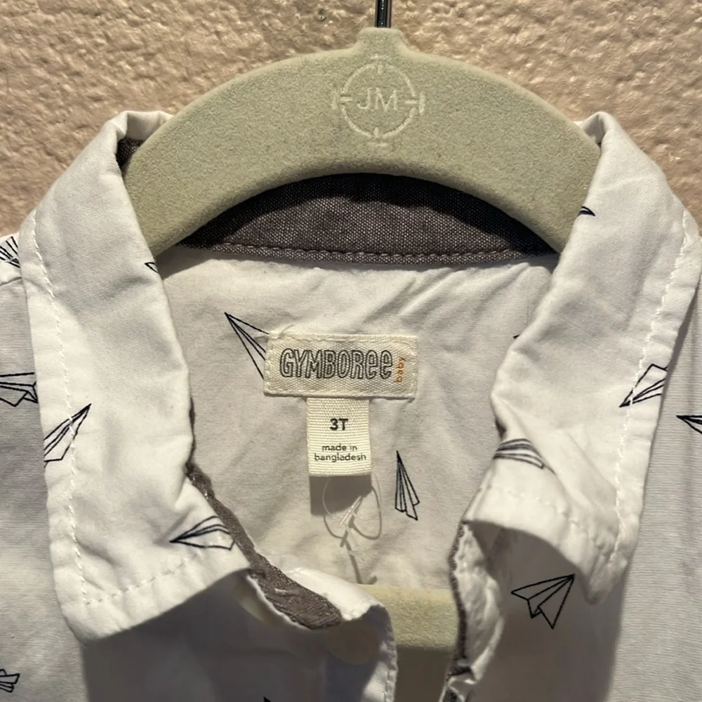 Gymboree Boy’s Button Down Oxford Shirt Paper Airplanes Size 3T